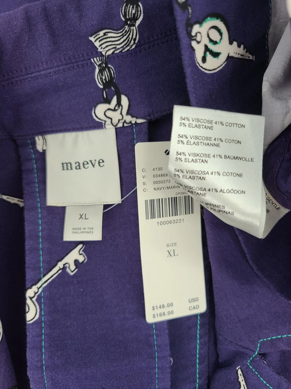 Anthropologie's Maeve Mini Halter Dress With Whimsical Key Print Size XL